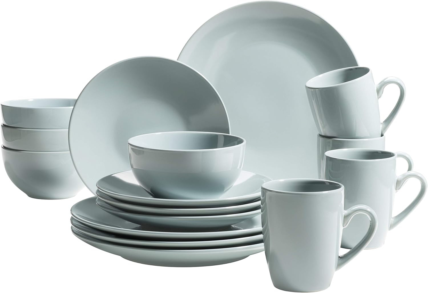 MÄSER Pastel Selection, Modernes Geschirr Set für 4 Personen, 16-teiliges Kombiservice aus Keramik, Steinzeug, Türkis-Grün