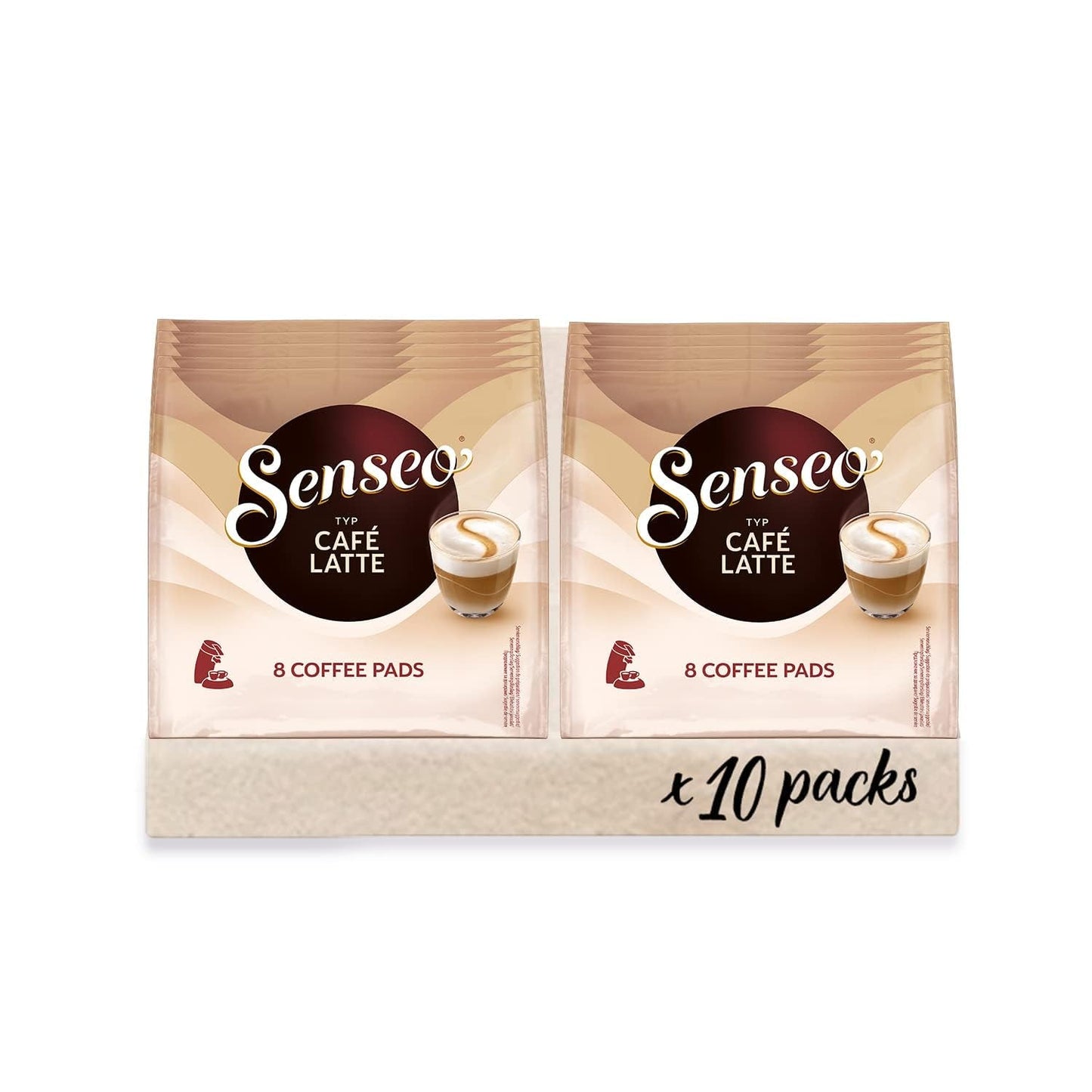 Senseo Pads Café Latte, 10 x 8 Getränke, 80 Kaffee Pos, incluso Senseo Pad Dose