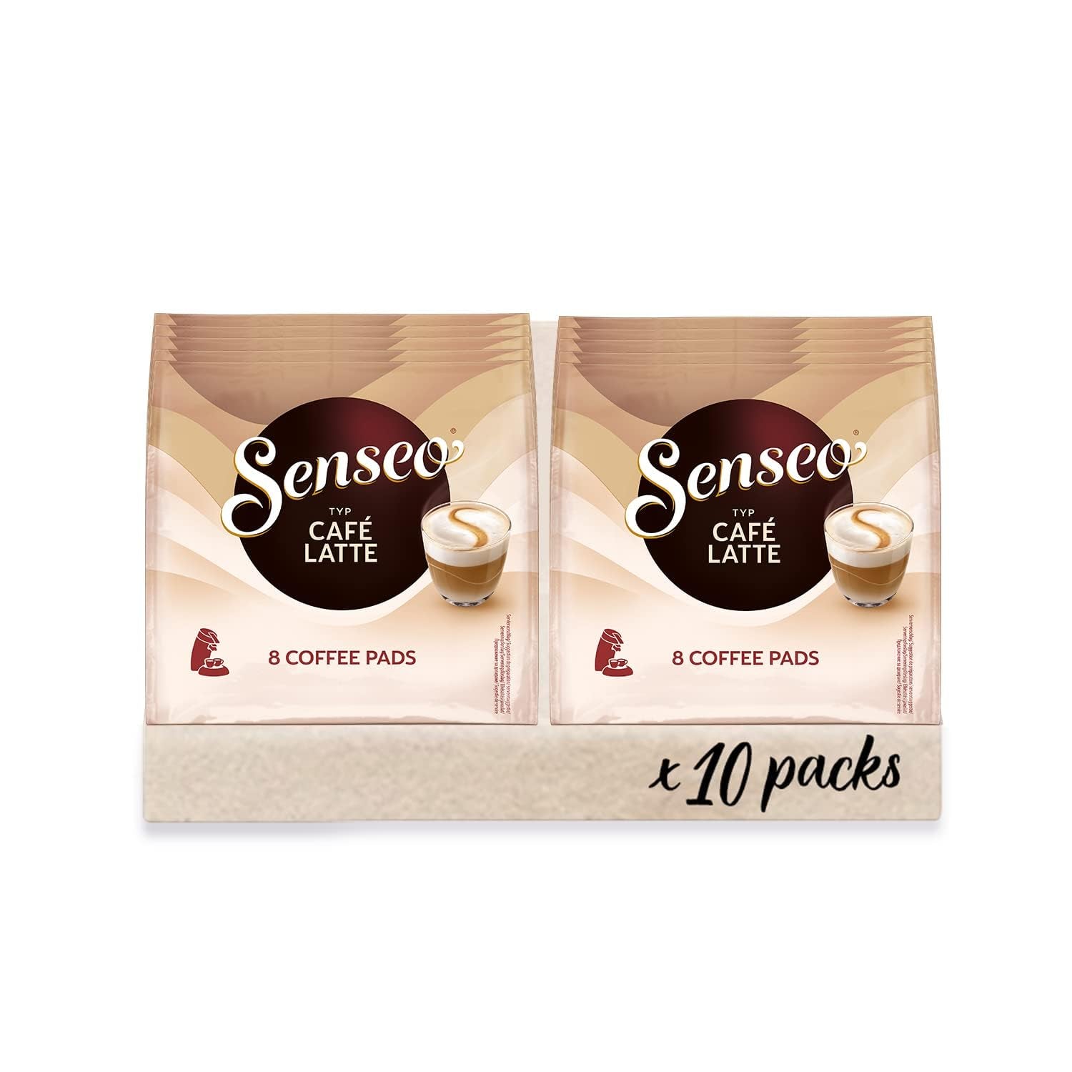 Senseo Pads Café Latte, 10 x 8 Getränke, 80 Kaffee Pos, incluso Senseo Pad Dose