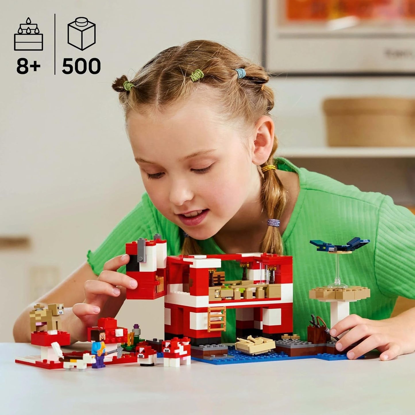LEGO Minecraft The Mushroom Cow House Videogioco da costruzione giocattolo modello Mushroom Land con minifigure Steve e altri personaggi set da gioco per ragazzi e ragazze 8 anni 21270 Set da costruzione Beuche den LEGO-Store