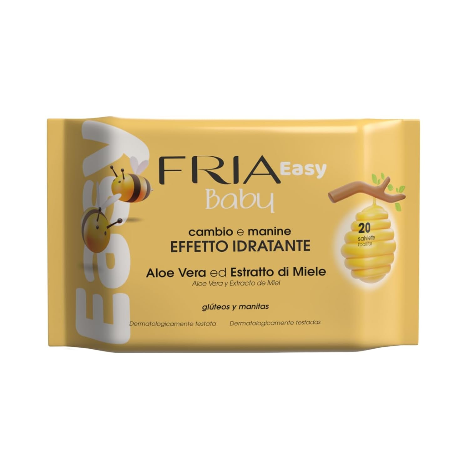 Salviette umidificate Easy Baby con Aloe Vera ed Estratto di Miele Idratante per la Pelle, Dermatologicamente Testate, Confezione da 330 Salviette