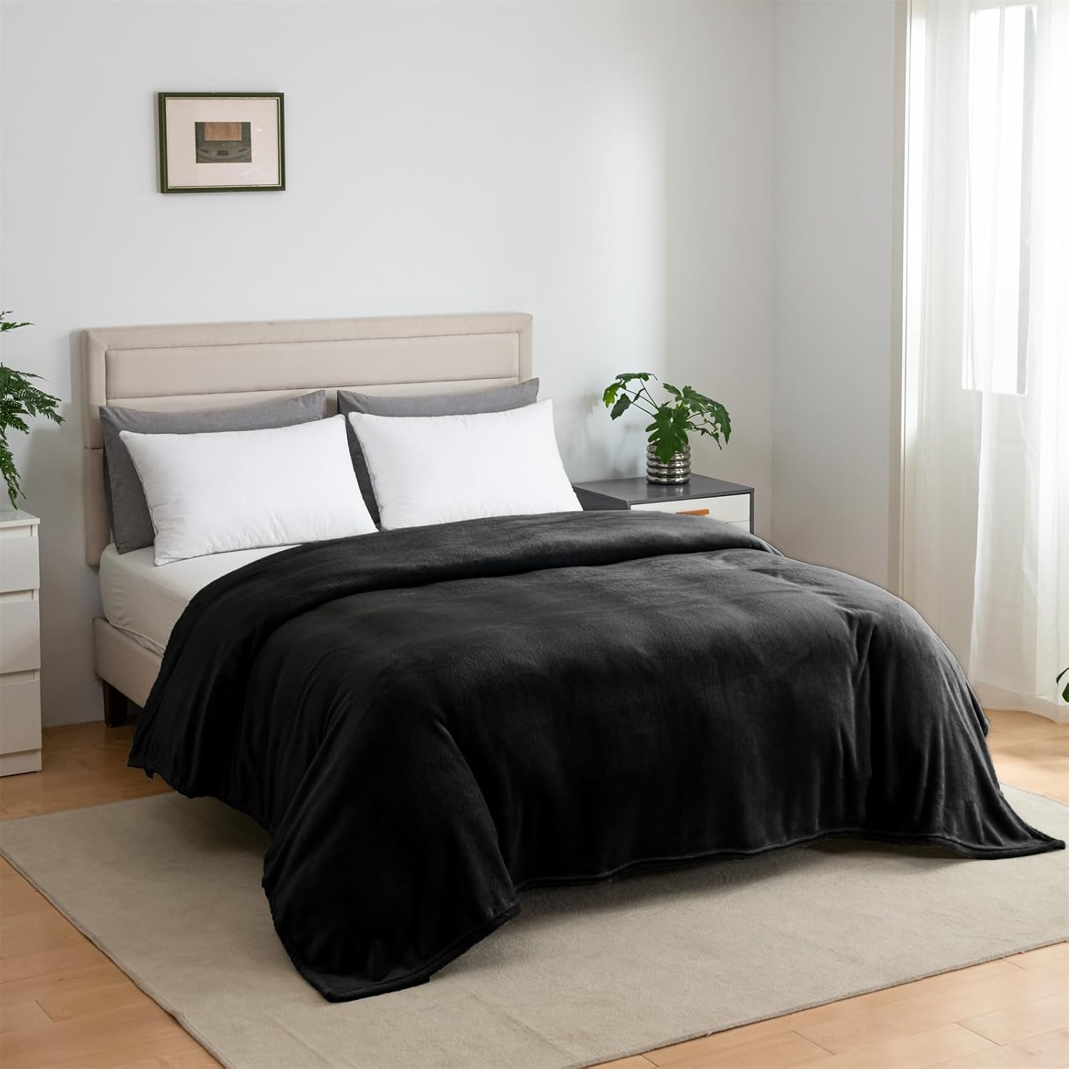 Good Nite Coperta accogliente Coperta soffice Coperta da letto Coperta da divano Coperta da soggiorno XL Coperta in pile 150X200 cm Coperte morbide e calde nere Coperta soffice Letti e coperte Good Nite