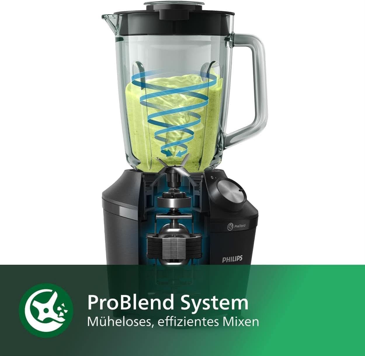 Philips Robot da cucina e frullatore – 600 W, tazza da 2 litri, app Homeid, 2 Geschwindigkeitsstufen + Impulsfunktion, Problend, Ice-Crush-Funktion (HR2291/41) Cucina Naty Shop