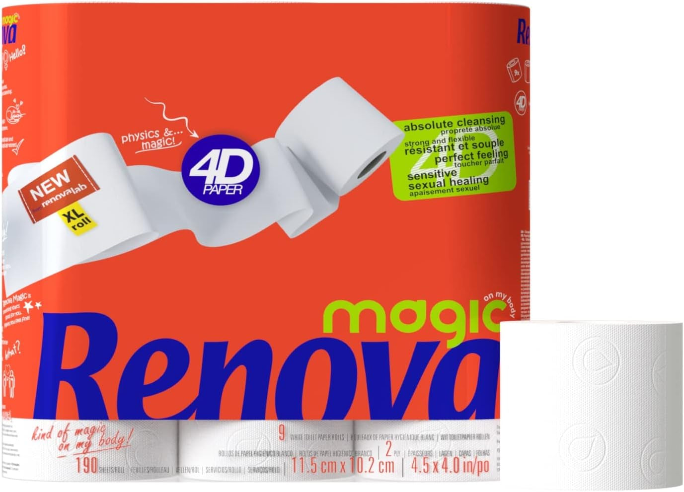 Carta igienica Renova, 7 pacchi da 9 rotoli - 63 rotoli in totale