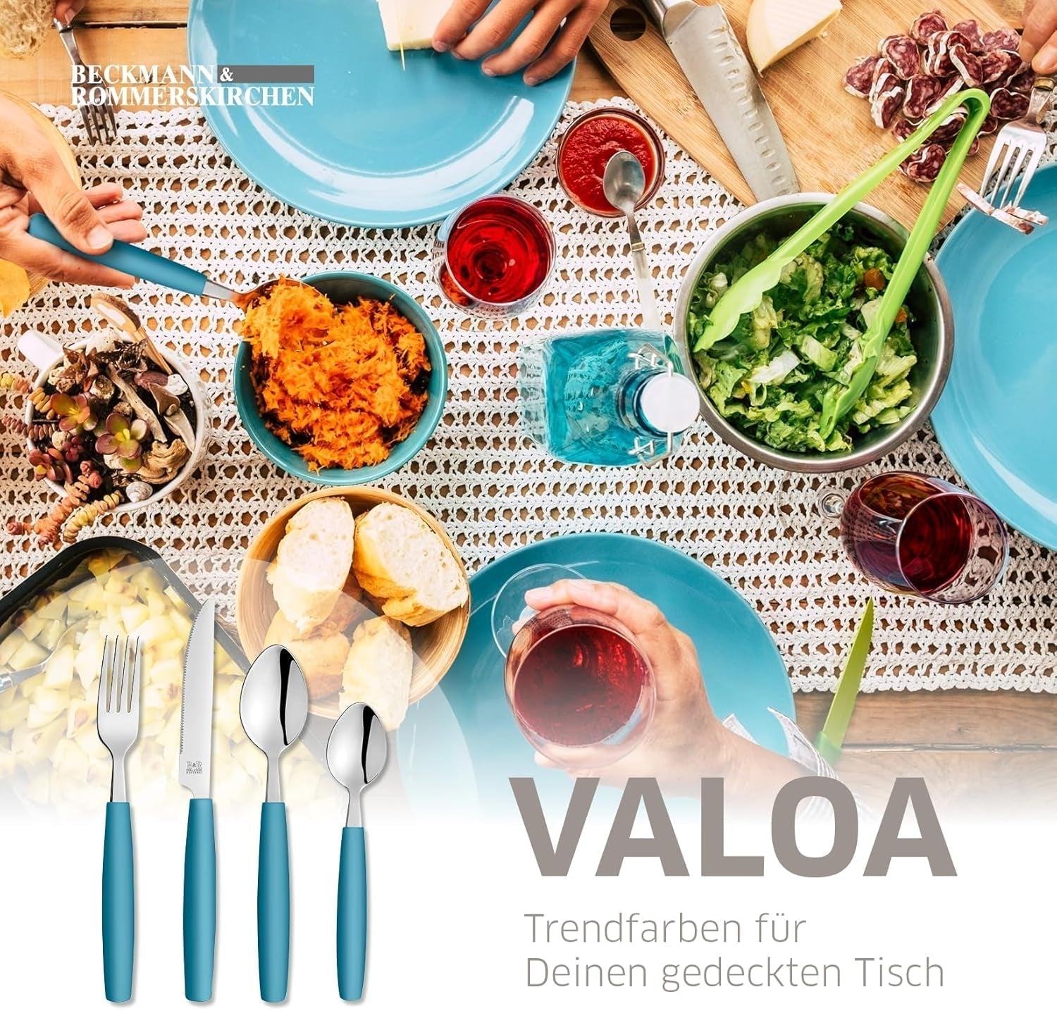 Beckmann & Rommerskirchen 2515 VALOA Besteck Set 4 persone | 16-Teilig | Olio | Spülmaschinenfest | Hochglanzpoliert | Essbesteck: 4X Messer, Gabel, Esslöffel, Kaffeelöffel Cucina Naty Shop