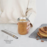 Set da tè Yerba Mate balibetov (tazza Mate) in acciaio inossidabile con bombilla (paglia) per mate, Set Yerba Mate facile da pulire e molto resistente (LEGNO)