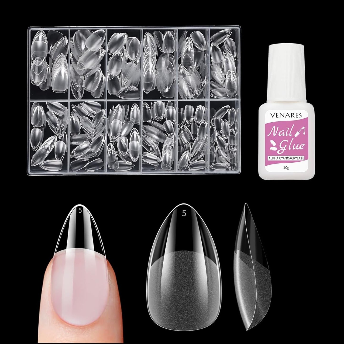Unghie finte corte Ballerina 500 pezzi Colla su 12 misure Unghie artificiali Punte per unghie corte in gel morbido con copertura completa per unghie in gel Corte S