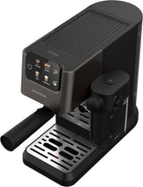 Macchina per caffè espresso portafiltro GRUNDIG KSM 5330 con contenitore del latte integrato, potenza 1628 W, pressione della pompa 15 bar, doppio ugello, display touch a colori, BrewSense, CreamyPro, Acciaio inossidabile scuro/Nero
