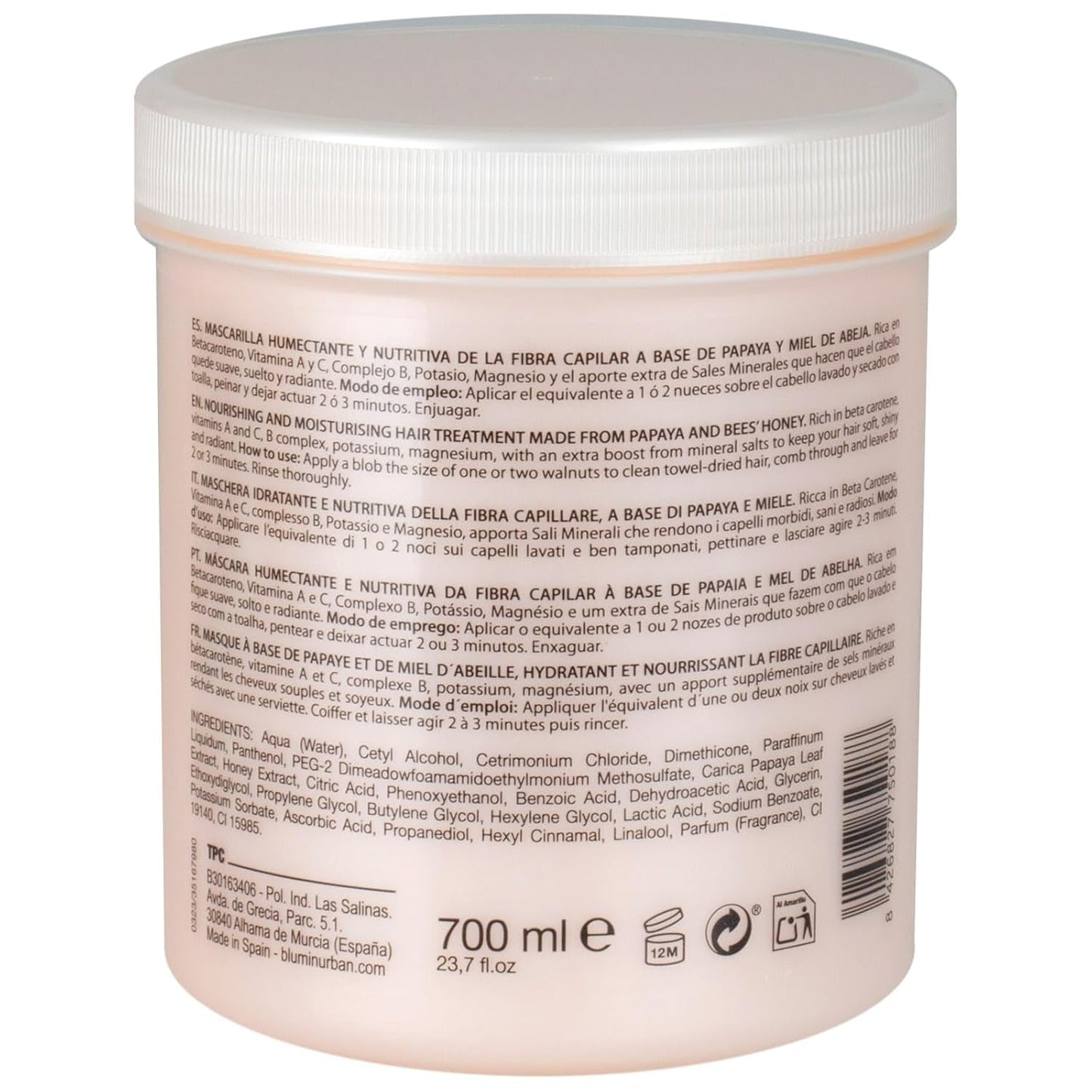 Maschera per capelli con papaya e miele, maschera per capelli Naty Shop da 700 ml