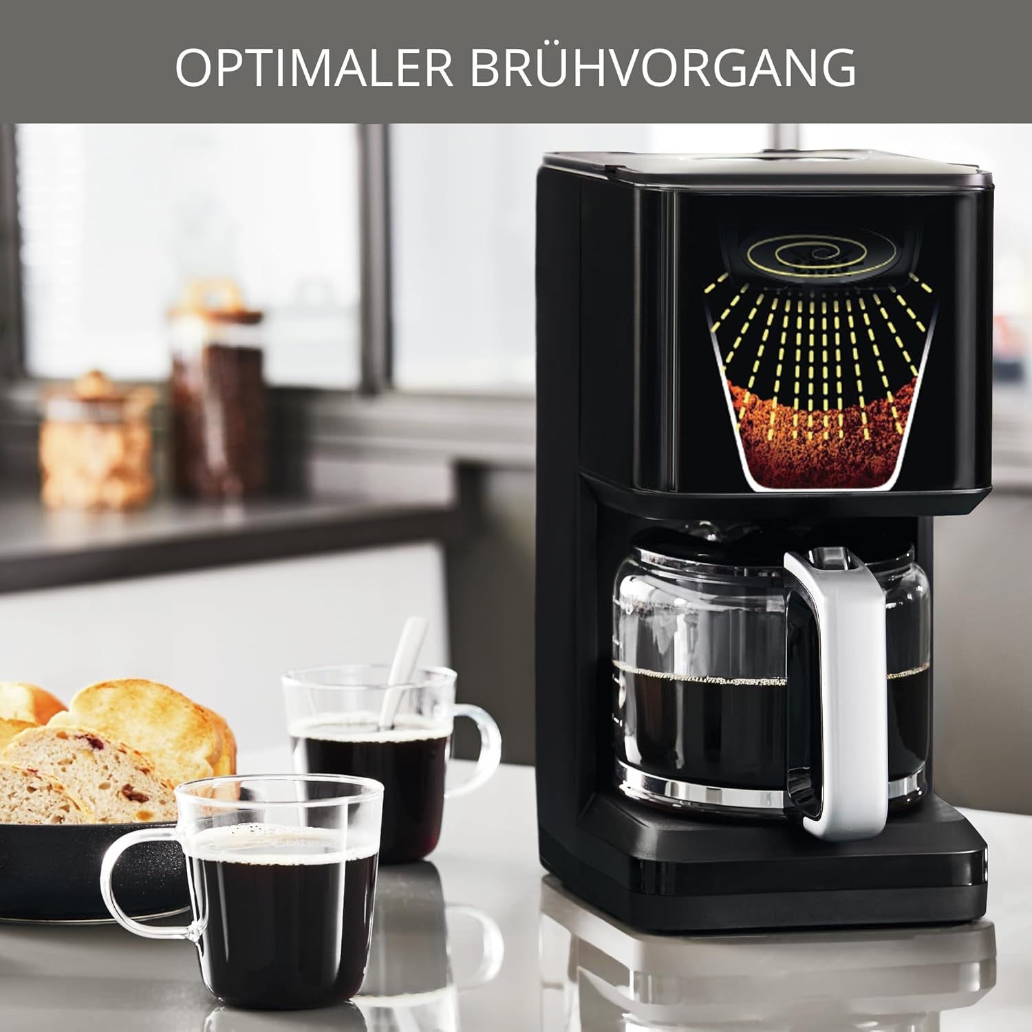 Macchina da caffè Krups Smart'n Light con timer, per 1,25 litri di caffè filtro, funzione di mantenimento in caldo, spegnimento automatico, nero, KM600810