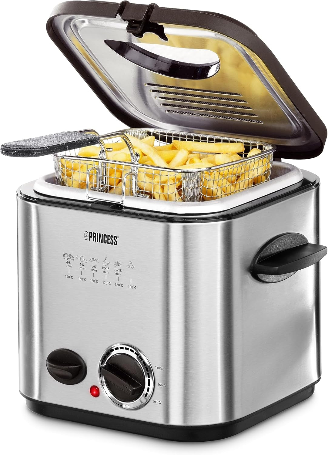 Princess 182611 Mini friggitrice per fonduta - Riscaldamento rapido - Filtro antiodore - Capacità 1,2 litri, Argento Elettrodomestici Naty Shop Titolo predefinito
