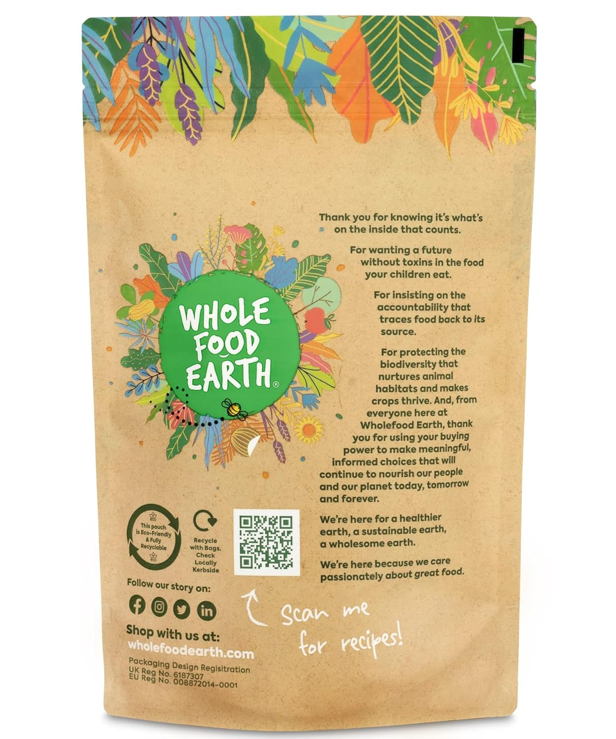 Fiocchi di segale Wholefood Earth - non OGM - vegan - senza latticini - senza zuccheri aggiunti, 1 kg