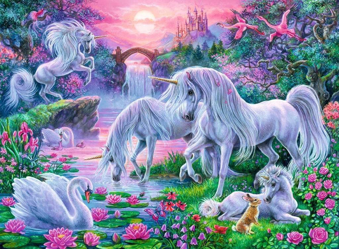 Puzzle per bambini Ravensburger - 10021 Einhörörner Im Abendrot - Puzzle fantasy per bambini dai 7 anni, con 150 pezzi in formato XXL Puzzle Naty Shop