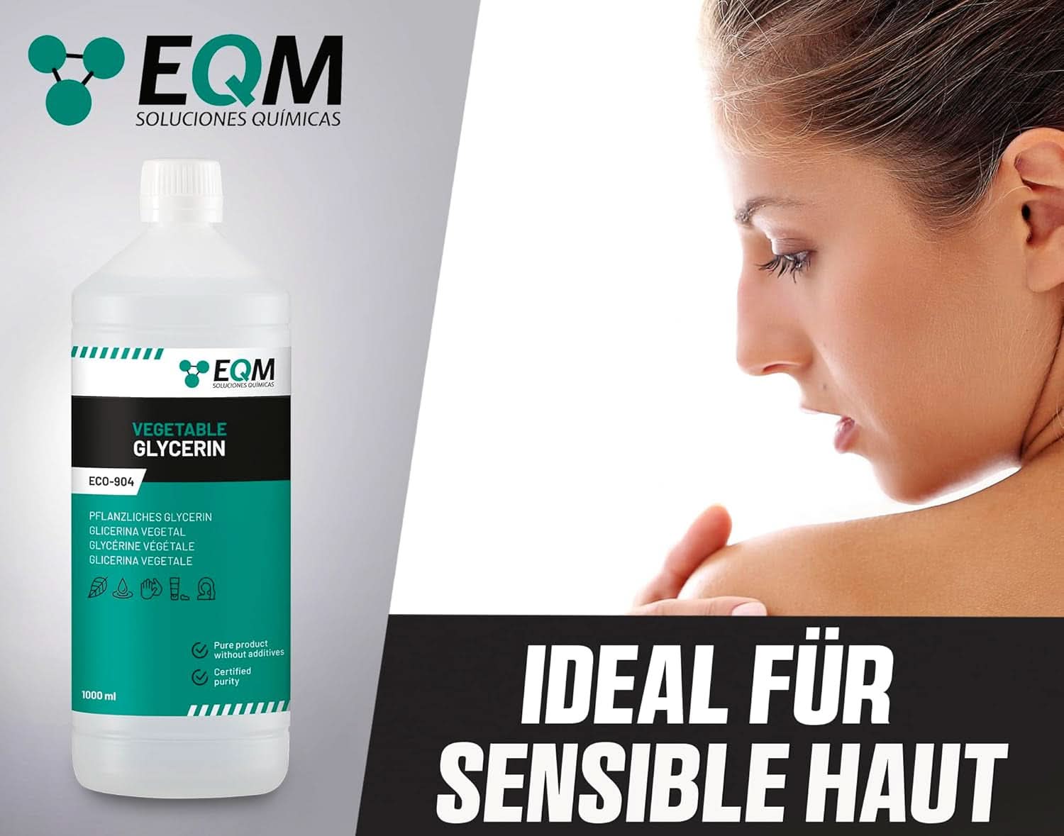 Glicerina vegetale 100% naturale, idratante naturale per capelli e pelle, ideale per saponi, shampoo, creme, 1 litro Doccia e bagno Naty Shop