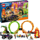 LEGO City Stuntz Spettacolo acrobatico, set a doppio looping, 60339, incl. rampa, monster truck, motocicletta 2X e 7 minifigure, giocattolo per bambini a partire da 7 anni Set da costruzione Besuche den LEGO-Store Single