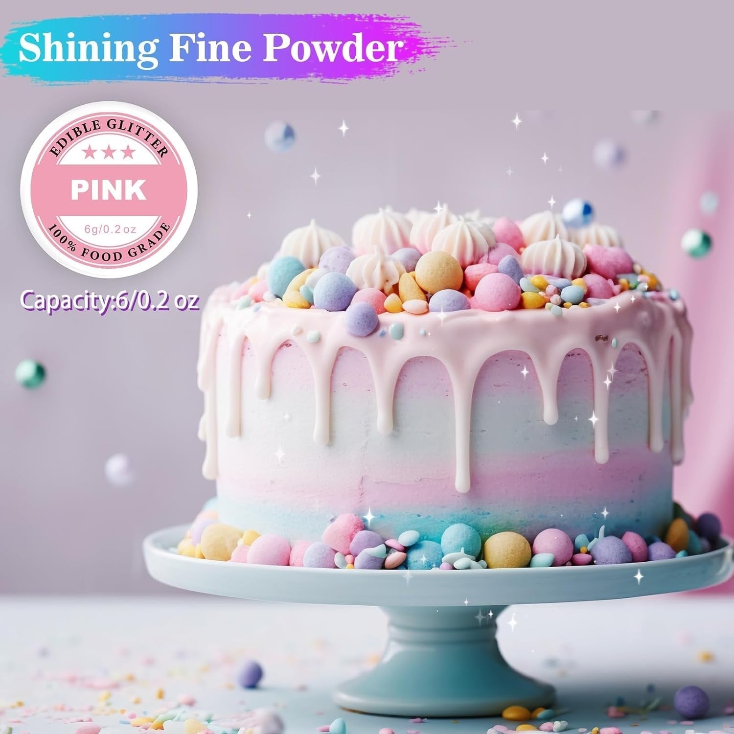 Glitter commestibili - Colorante alimentare in polvere 6G per cioccolato, fragole, muffin, torte, fondente (Oro)