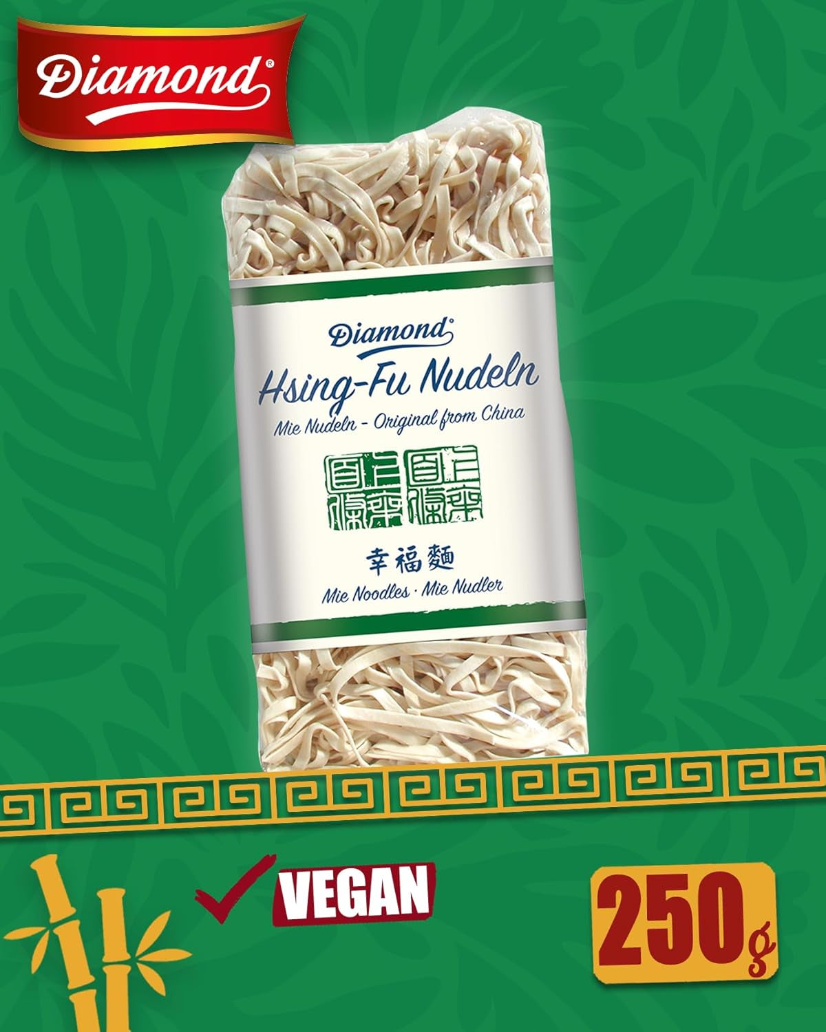 DIAMOND Hsing-Fu Noodles, Mie Asian farina di grano per piatti wok e fritti nel wok - 12 x 250 g