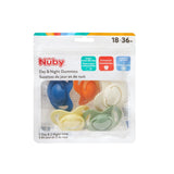 Nuby – Set di 5 succhietti e ciucci ortodontici in morbido silicone | 3 modelli per giorno e notte | 2 modelli che si illuminano al buio | Senza BPA | Forma simile al seno | Per 18-36 mesi