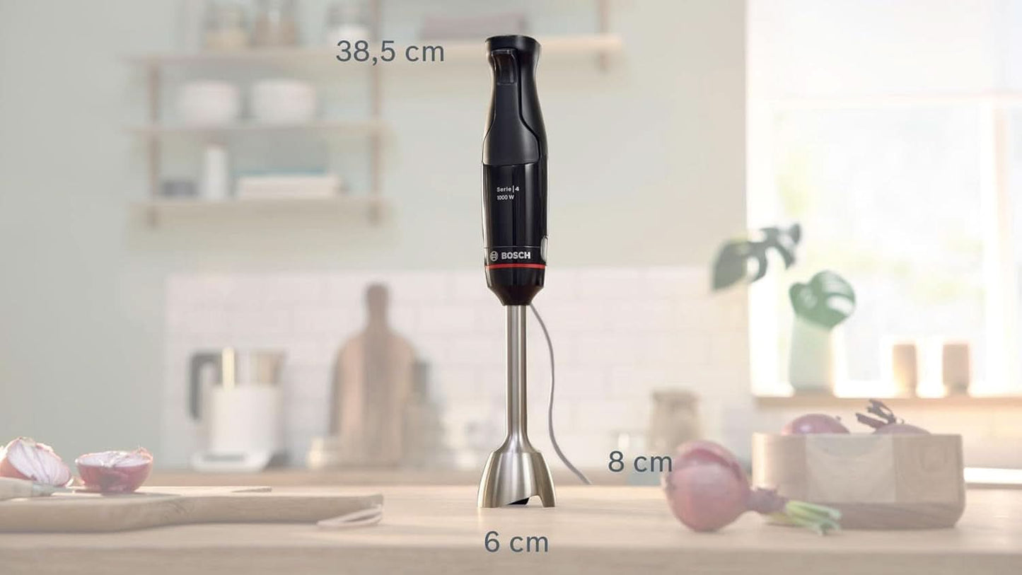 Robot da cucina Bosch Ergomaster Serie 4, 1000 Watt, Edelstahl-Mixstab, Zerkleinerer, Mix-/Messbecher, Schwarz Kitchen Naty Shop