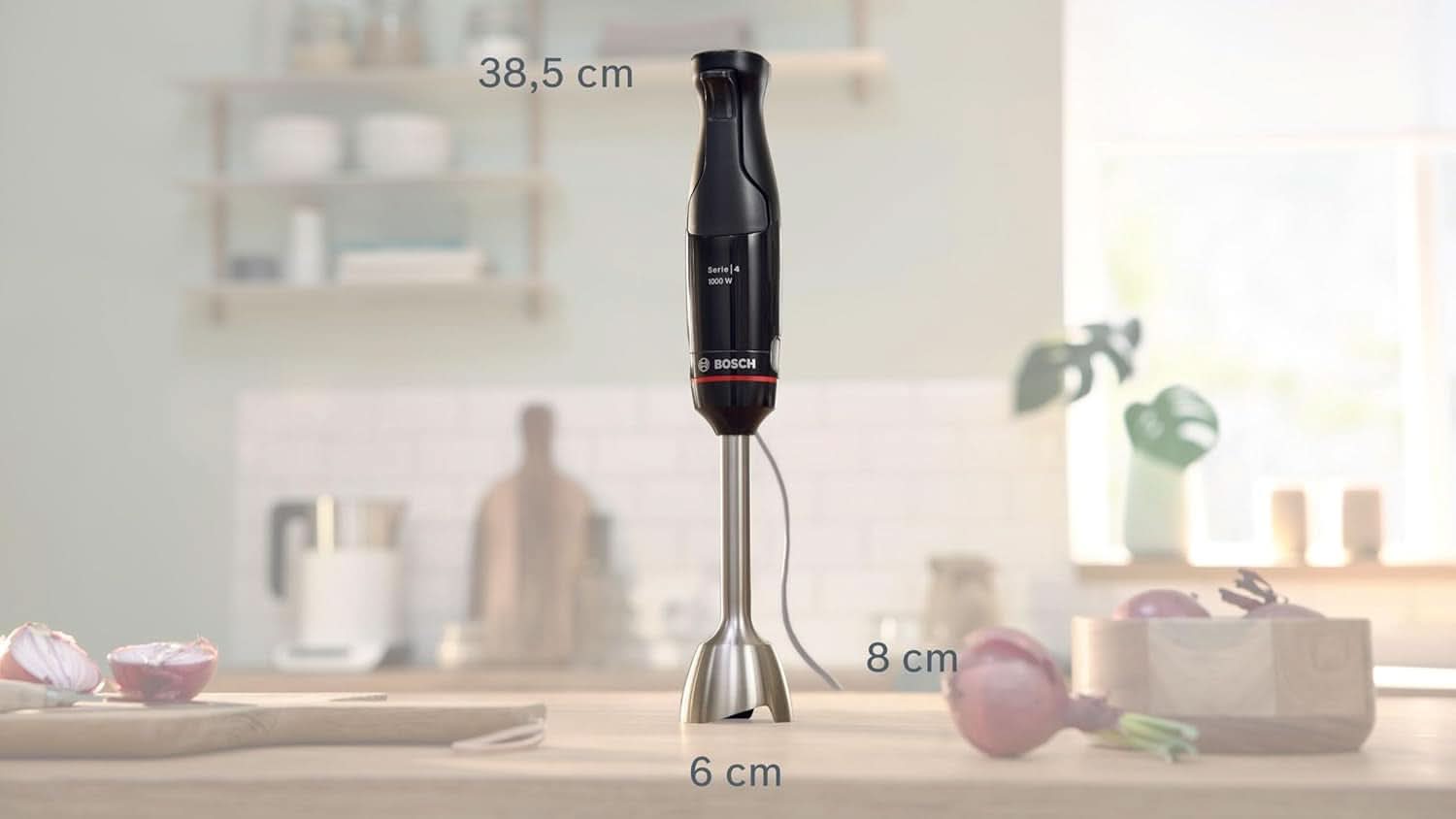 Robot da cucina Bosch Ergomaster Serie 4, 1000 Watt, Edelstahl-Mixstab, Zerkleinerer, Mix-/Messbecher, Schwarz Kitchen Naty Shop