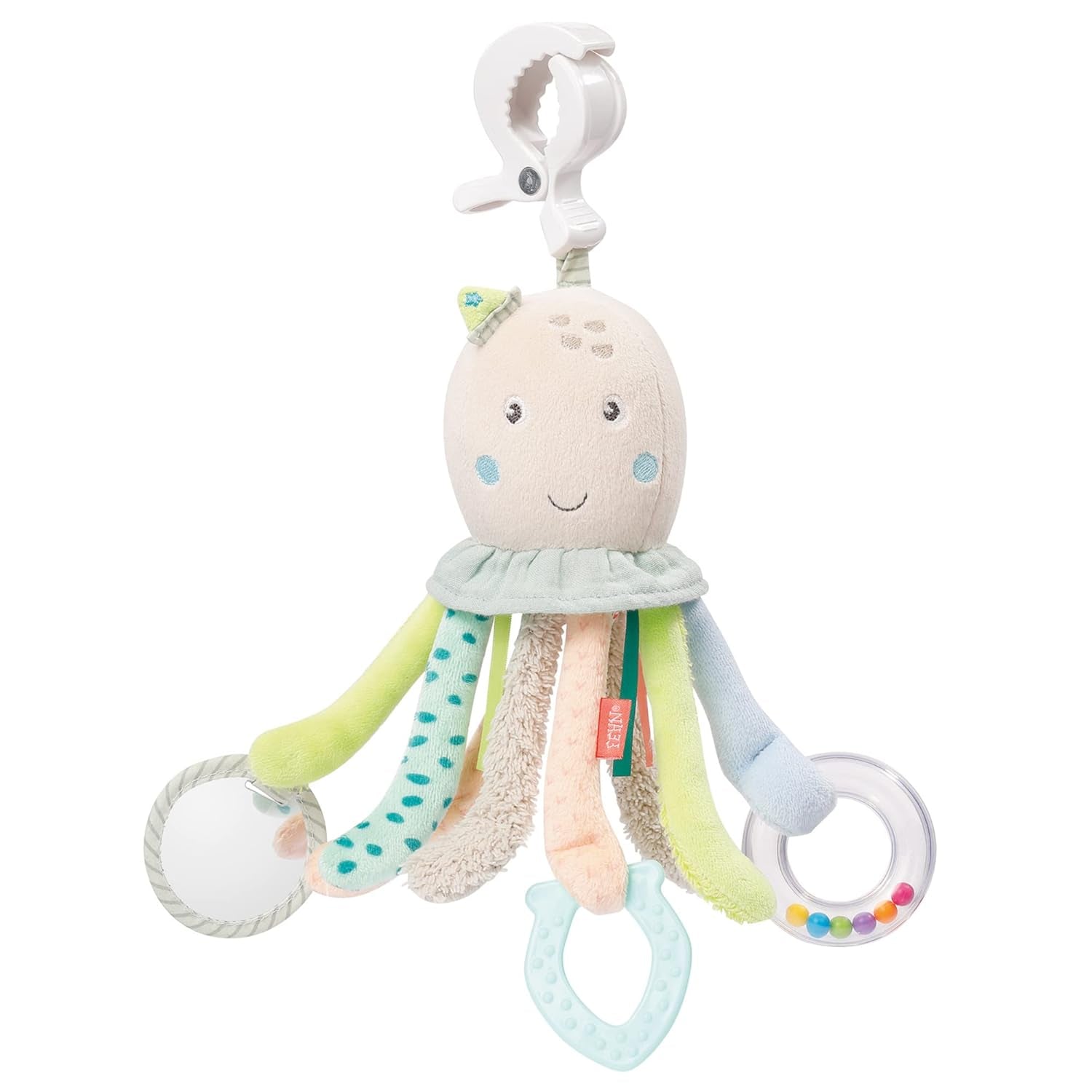 Fehn Giocattolo attività Polpo - Giocattolo per abilità motorie per passeggini e brillanti partenze, Oball, Sonaglio con palline per camminare, Giocattolo interattivo per bambini Bebe Toys Naty Shop