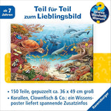 Puzzle per bambini Ravensburger 13411 - Creature marine sulla barriera corallina - Perché? Perché? Perché? Puzzle 150 pezzi XXL + poster della conoscenza, per bambini dai 7 anni Puzzle Naty Shop