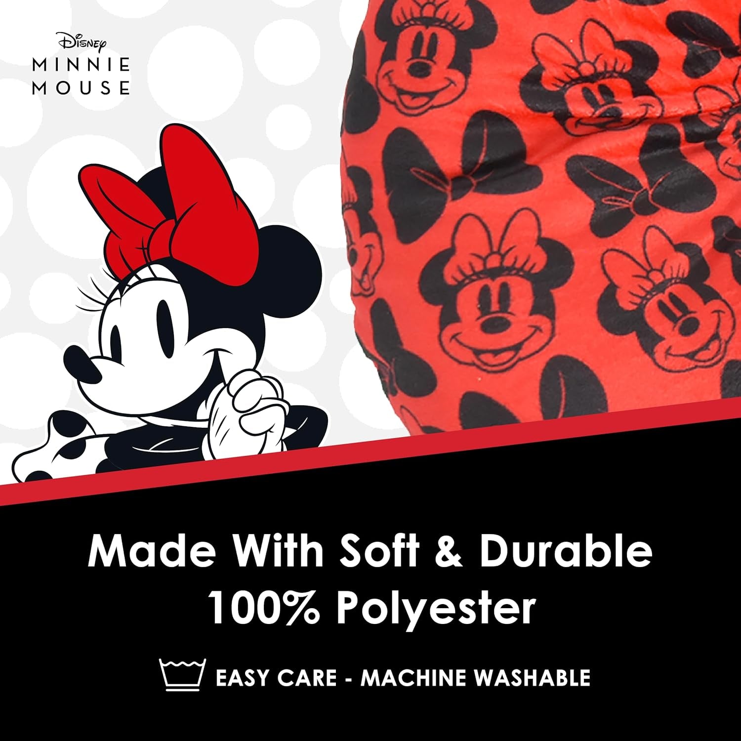 Ful Concept One Cuscino da Viaggio Disney Minnie Mouse con Orecchie 3D e Molla per Aereo, Auto e Ufficio, Comodo e Traspirante, Rosso/Nero Naty Shop Cuscini da Viaggio