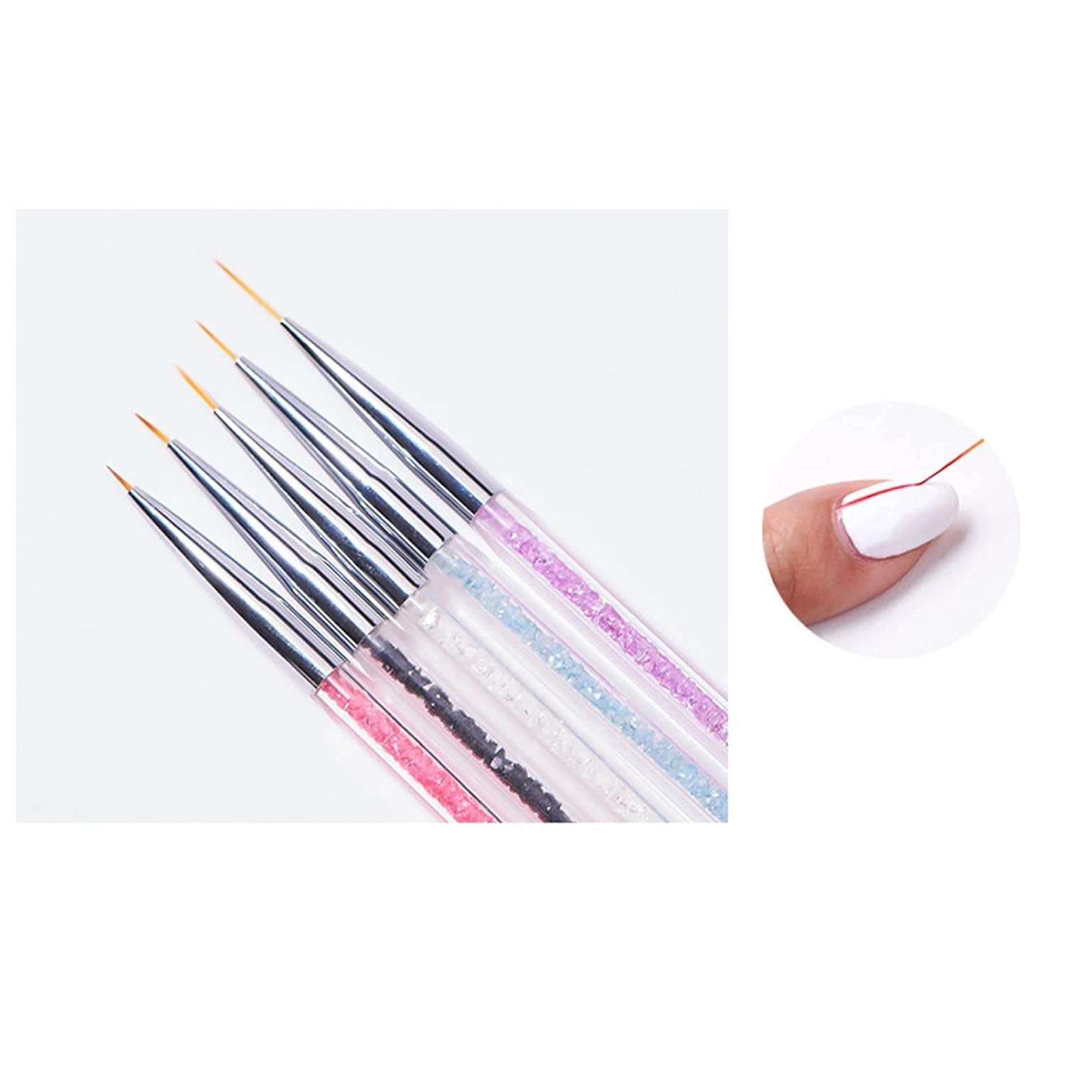 Set di 5 pezzi di pinsel Nagel, pinsel Nageldesign, strumenti per punteggiare nail art, penna acrilica professionale a doppia estremità per nail art design fai da te