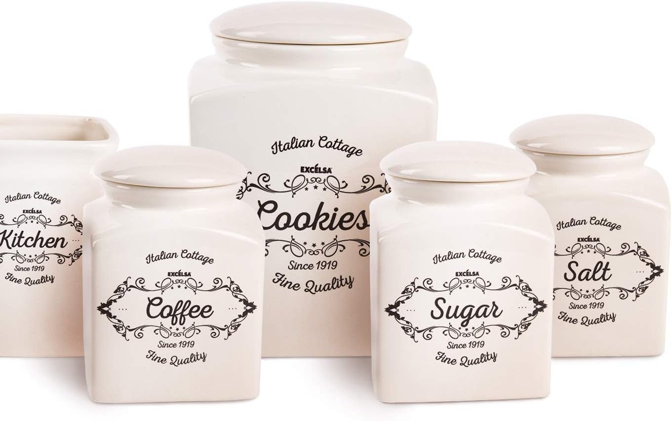 Scatola per biscotti Excelsa, ceramica, bianco avorio, Capacità: 3 litri Contenitori per alimenti Naty Shop