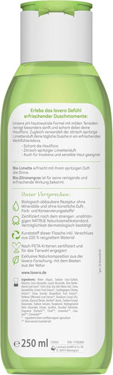 Lavera, Gel doccia rinfrescante con lime biologico, 250 ml Doccia e bagno Naty Shop