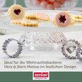 Zenker Ausstecher-Set Linzer Herz und Stern aus Edelstahl – Perfekt für Weihnachtskekse, 3-teilig, inkl. Geschenkverpackung, spülmaschinengeeignet und rugginefrei – Il negozio di dolciumi di Natale