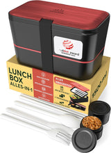 Umami Lunch Box per Adulti, Bento Box impilabile a tenuta stagna con 4 posate e scomparti, Lunch Box per adulti, Contenitore per insalata da asporto, Lunch box per picnic/scrivania, Grigio antracite, 1500 ml Naty Shop Scatole per alimenti in palissandro nero L - 1500 ml Impilabili l'uno dentro l'altro