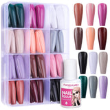 FANDAMEI 12 Colori 288 pz Unghie Finte Lisce Ballerina Lunga Bara Unghie Finte Punte Del Chiodo Acrilico Ballerina Lunga Unghie Finte