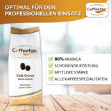 Coffeefair Cafe Creme Kaffeebohnen in Barista Qualität - 1kg per Kaffeevollautomaten, Mischbohne per Kaffee oder Espresso verwendbar, schonende Trommelröstung