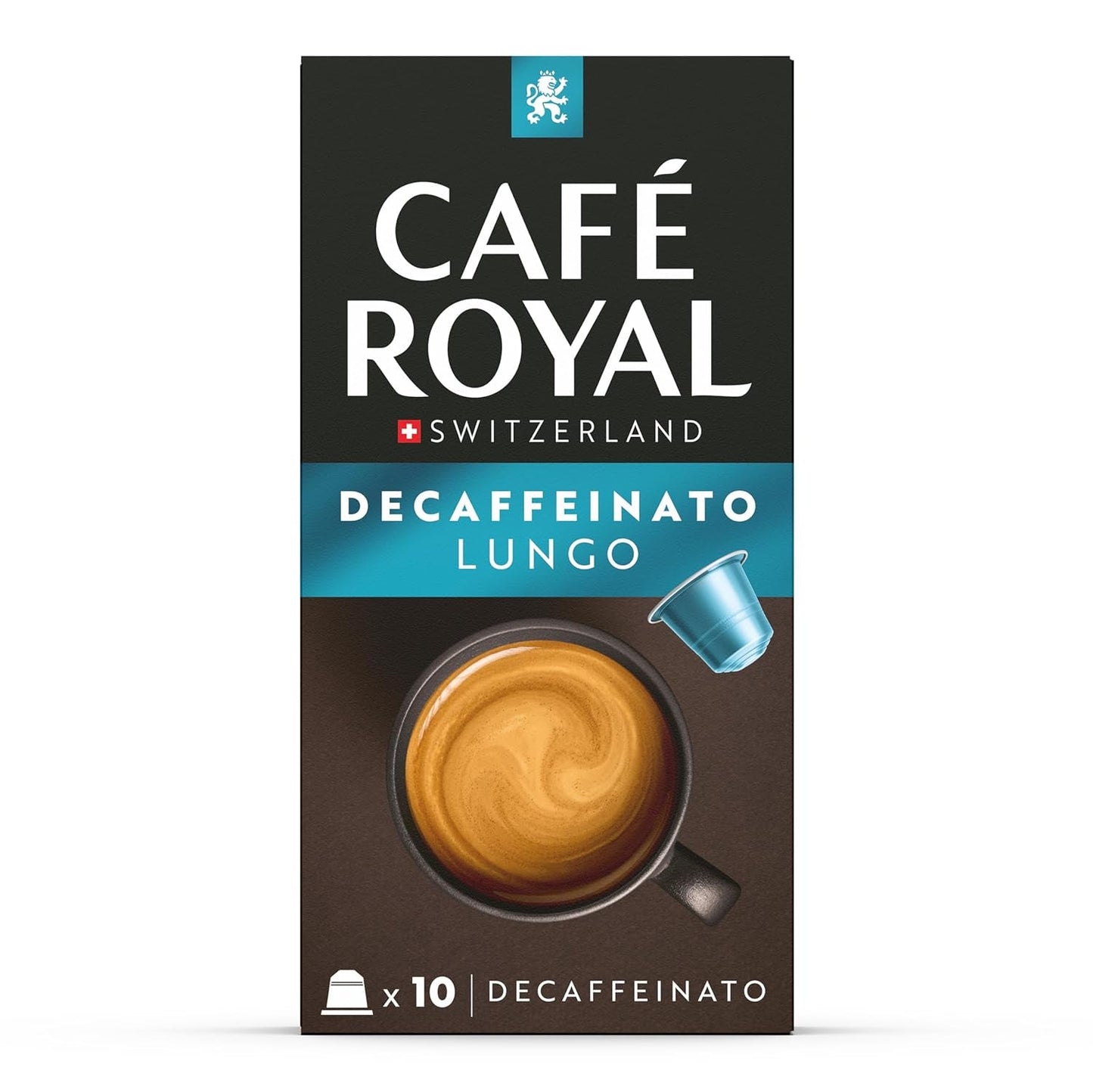 Café Royal Lungo Decaffeinato – Capsule di caffè compatibili Nespresso®, 100% Arabica, Intensità 5/12, Rainforest Alliance, decaffeinato, 100 capsule