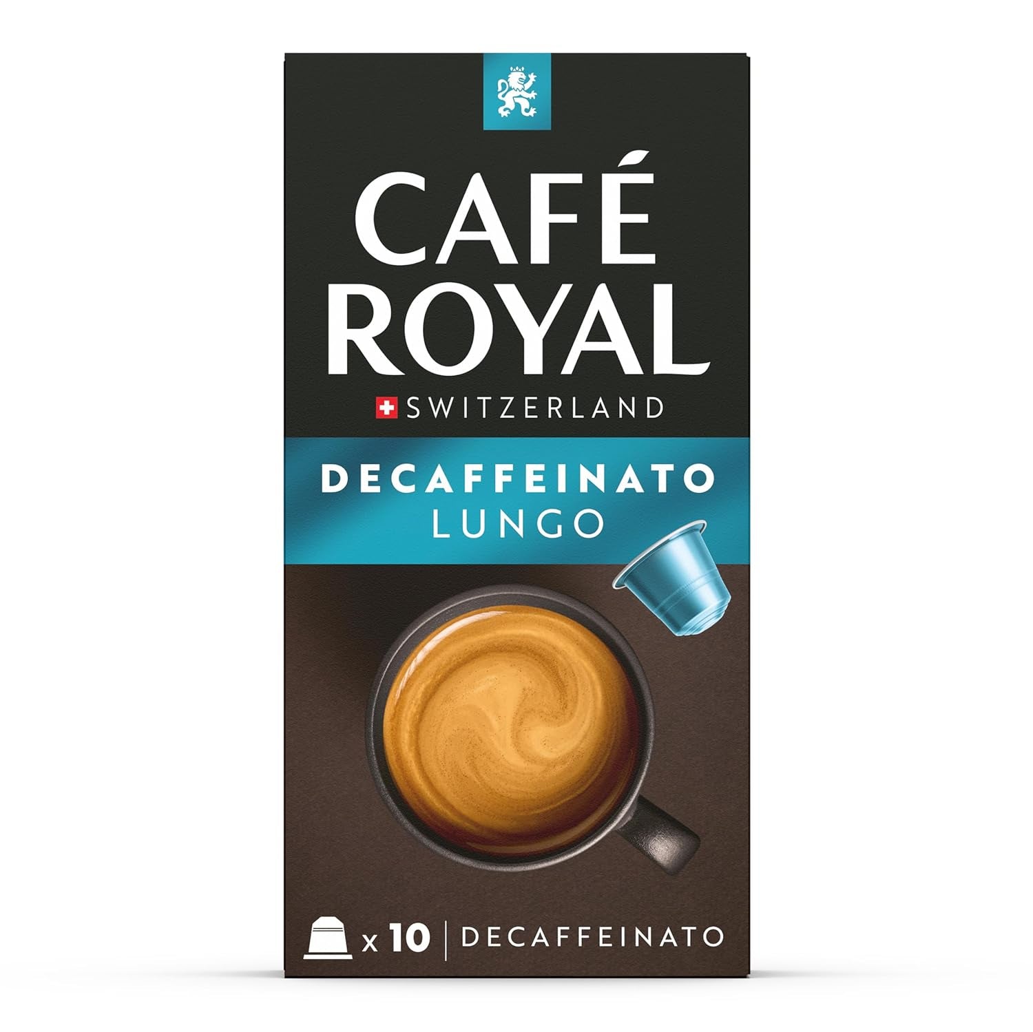 Café Royal Lungo Decaffeinato – Capsule di caffè compatibili Nespresso®, 100% Arabica, Intensità 5/12, Rainforest Alliance, decaffeinato, 100 capsule