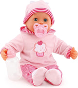 Bambola Prime Parole con Occhi Assonnati, Parla 24 Suoni da Bambino con Bambola e Biberon 38 cm Rosa/Righe Naty Shop Bambole Singole