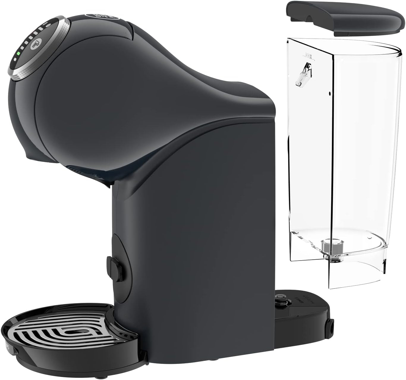 NESCAFÉ Dolce Gusto Genio S Plus di Krups, macchina da caffè a capsule compatta, capacità 0,8 litri, 1500 watt, avviso di decalcificazione automatica, grigio siderale, KP340B