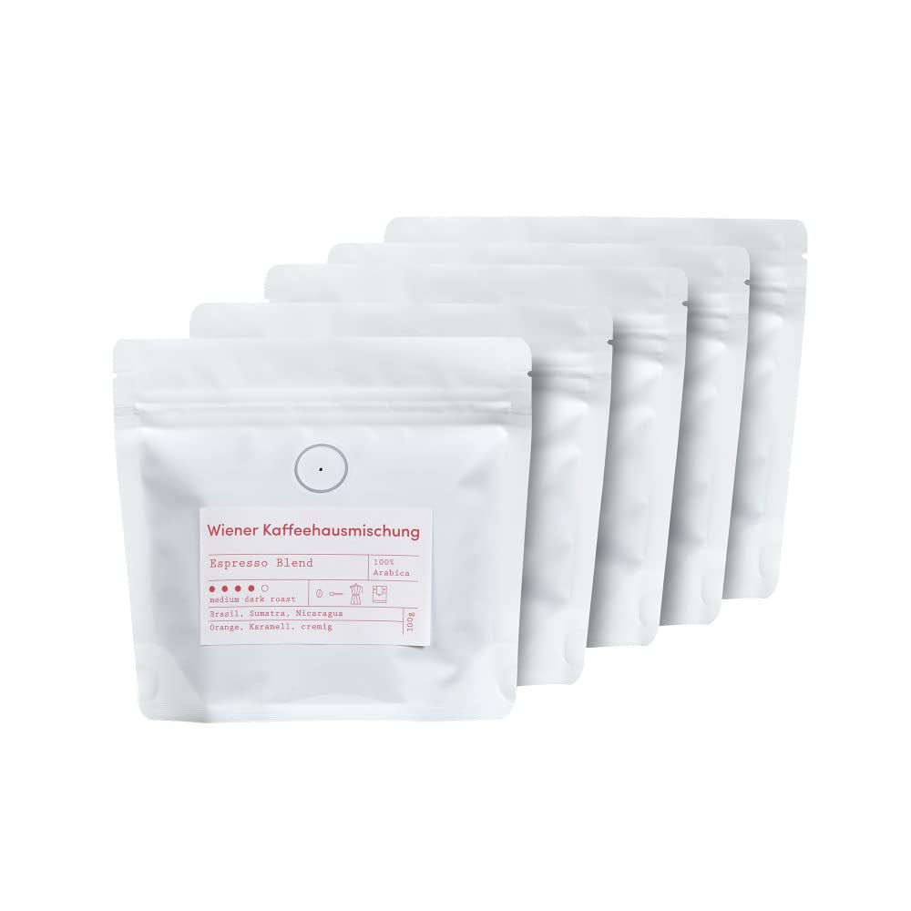 Set degustazione espresso - 5 varietà da 100g ciascuna - Biologico e 100% Arabica - Monorigine e miscela - Perfetto per portafiltri e macchine espresso