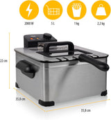 Friggitrice Tristar, 1 cestello grande e 2 cestelli piccoli, termostato regolabile, zona di raffreddamento, 5 litri, 2000 W, FR-6949 Elettrodomestici Naty Shop