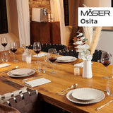 MÄSER 931967 Osita Retro Series 6 persone Wave Servizio da tavola, Set di stoviglie rotonde da 18 pezzi, Piatti piani, Piatti da dessert e Ciotole per cereali, Ceramica, Bianco crema