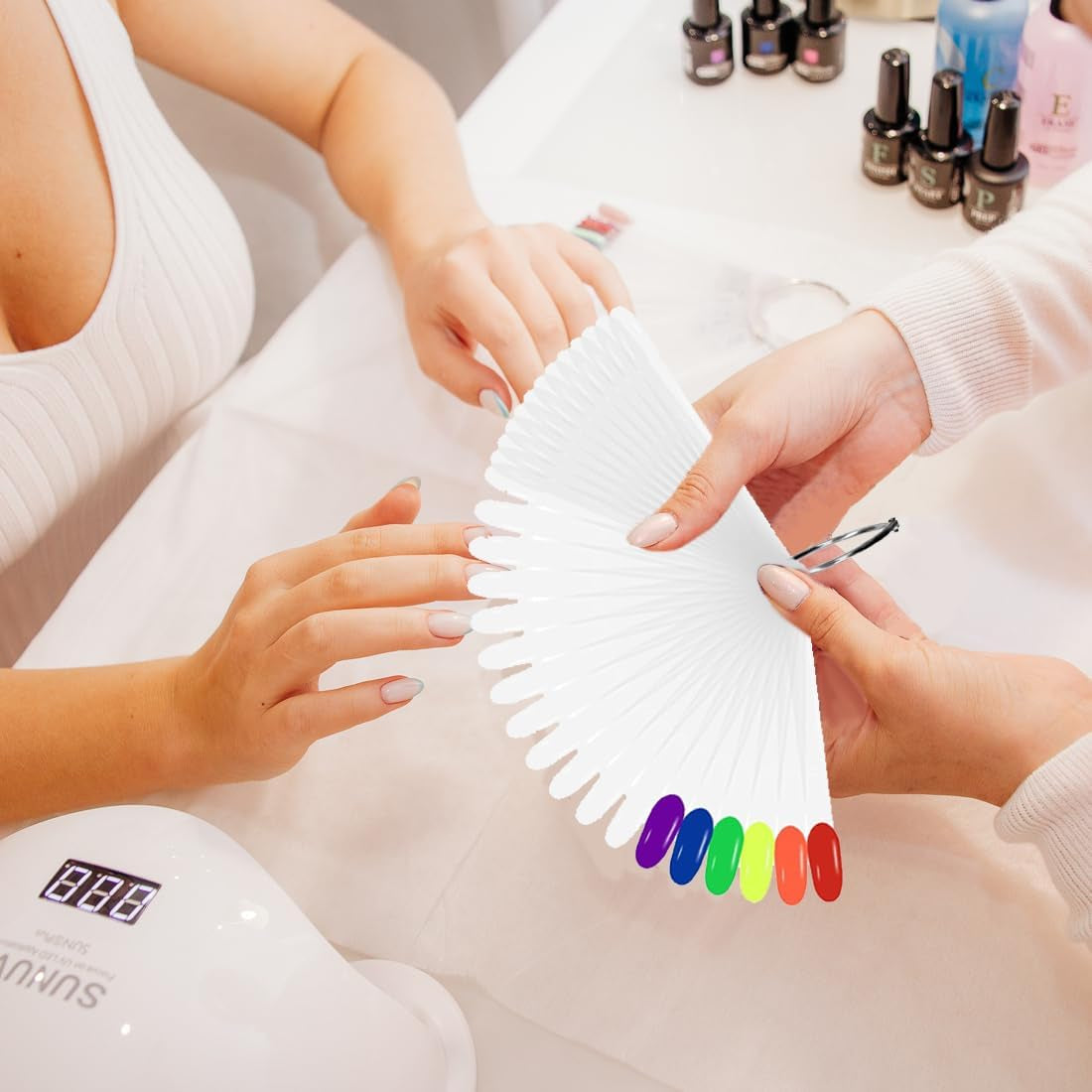 100 strumenti per nail art, stencil per nail art, testa rotonda trasparente e strumenti per nail art balletto dai colori naturali, fornito con 2 adesivi glitter digitali 1-100