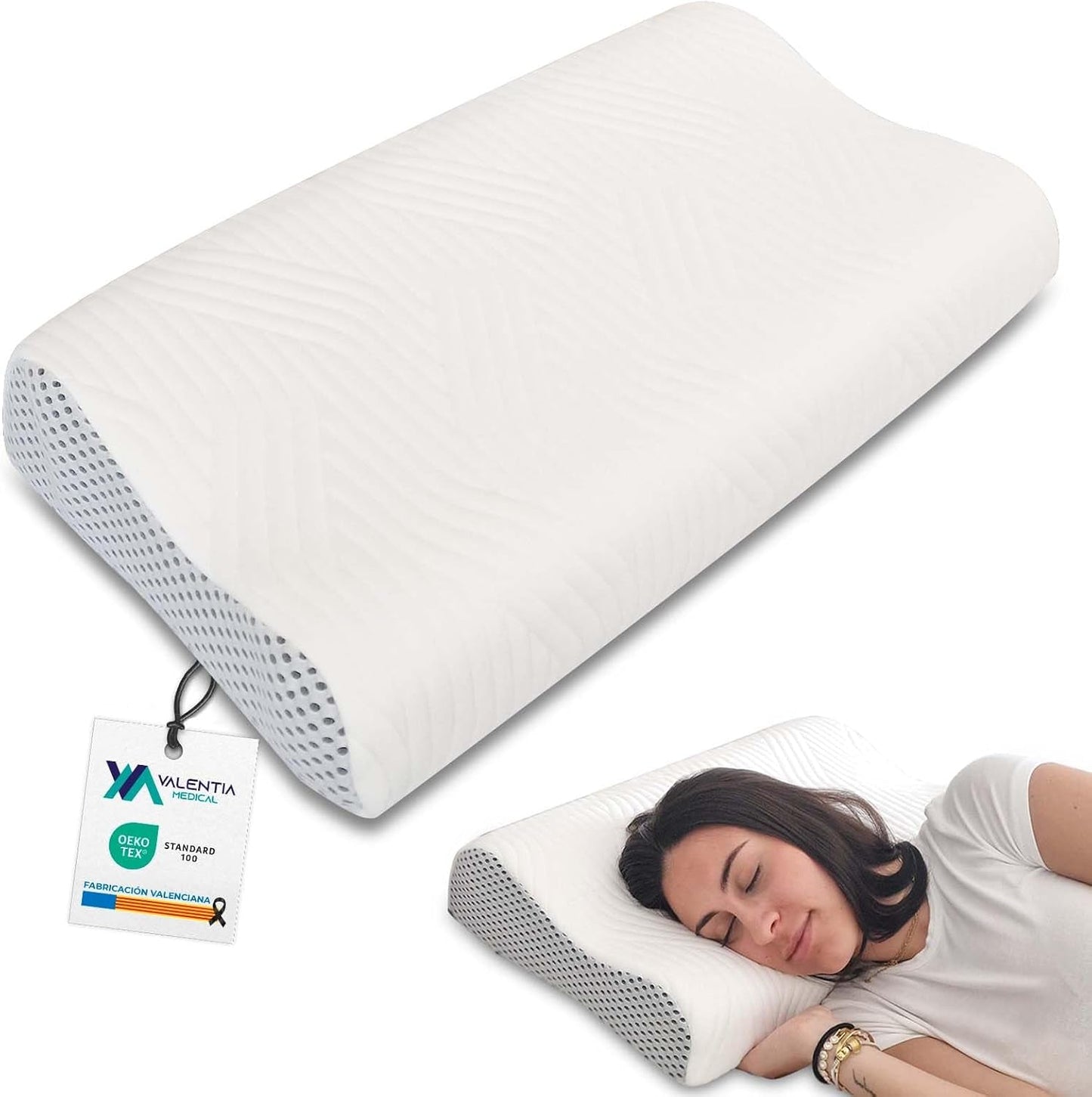 Valentia Medical - Cuscino di supporto per il collo in Memory Foam Cuscino ortopedico Cuscino per il dolore al collo Cuscino per il collo in Memory Foam Fodera lavabile ultra morbida Cuscini ortopedici cervicali Naty Shop Default Title