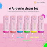 Goodbake Neonlebensmittelfarben 6 Farben Set – Intensive Lebensmittelfarbe – Lebensmittelfarbpaste – Zum Einfärben Von Torten, Fondant, Buttercreme Uvm. – Negozio Naty 100% vegano