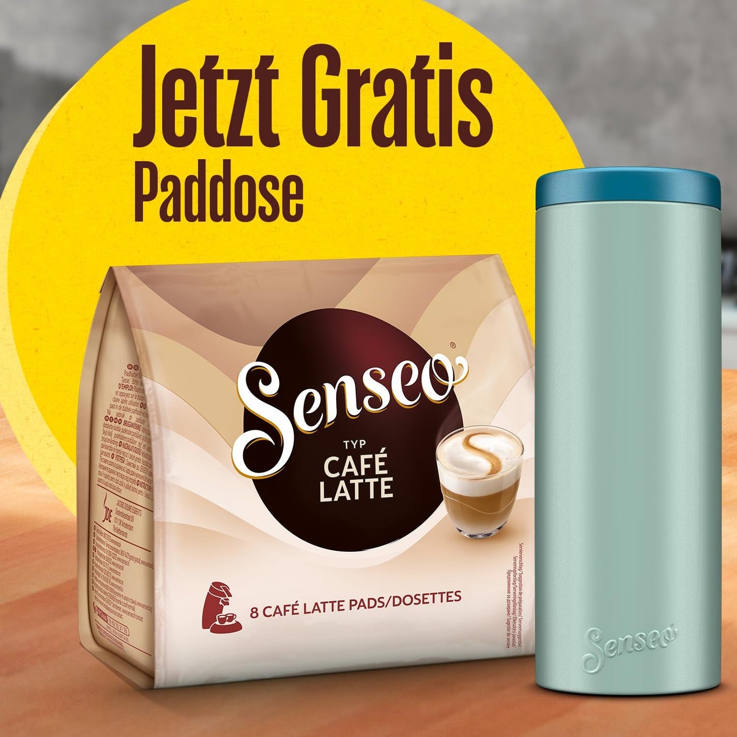 Senseo Pads Café Latte, 10 x 8 Getränke, 80 Kaffee Pos, incluso Senseo Pad Dose