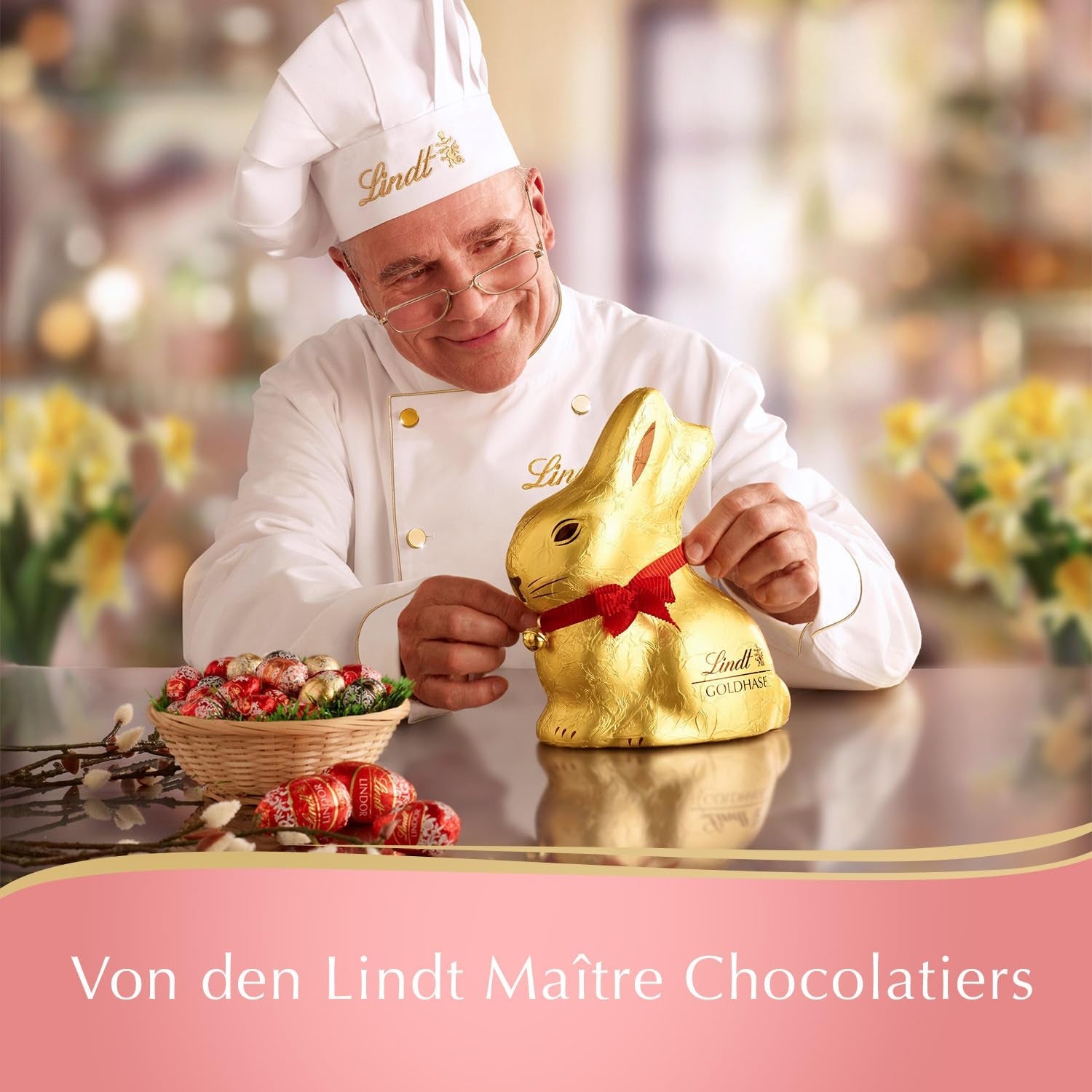Lindt Coniglietto Dorato Al Cioccolato | Il coniglietto dorato 100g | Cioccolato al latte premium coniglietto pasquale | Cioccolato pasquale | Regalo di cioccolato | Il coniglietto di cioccolato | Il coniglietto di Pasqua