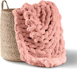 Coperta a maglia grossa, plaid, 100% lavorato a mano con filato di ciniglia jumbo (127 X 152,4 cm, grigio lilla) Letti e coperte Adyrescia Shell rosa 50 "X60"