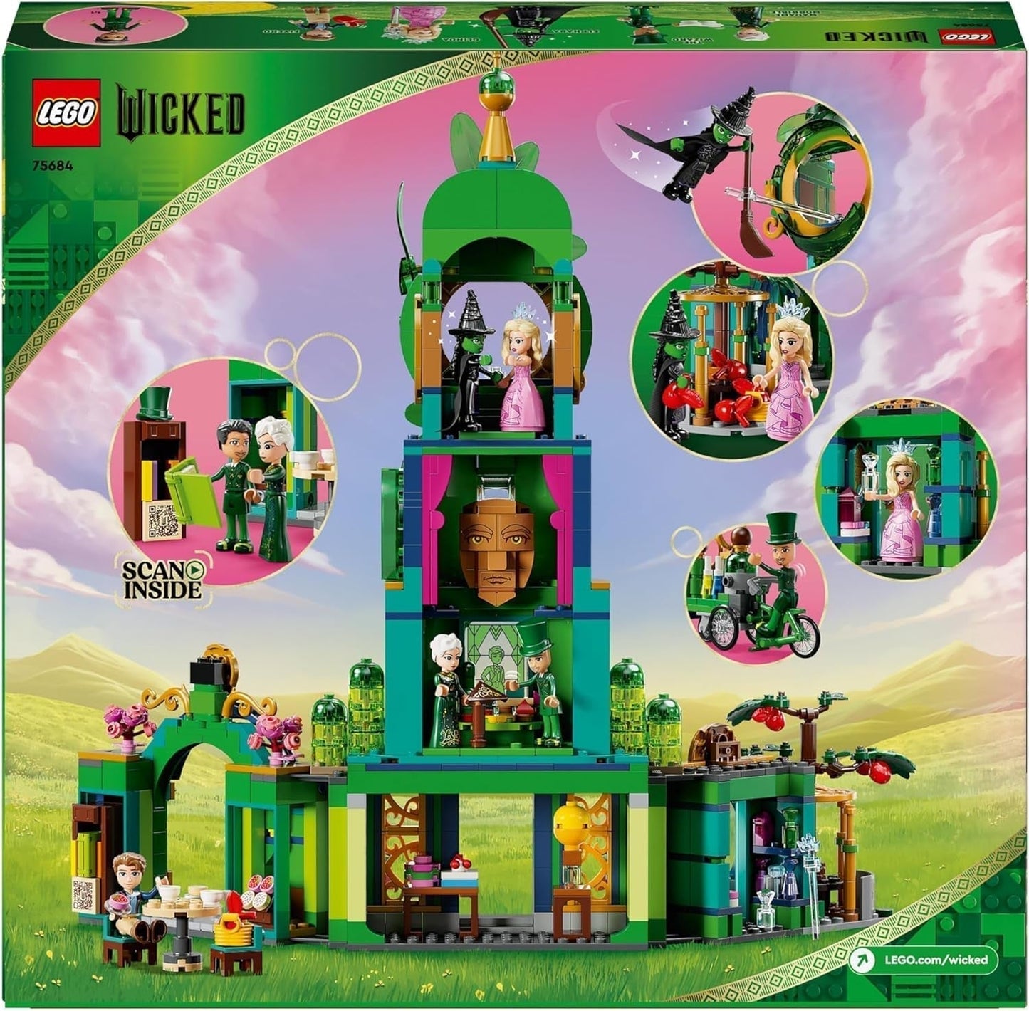 LEGO Wicked Benvenuto a Emerald City, giocattolo torre, mini bambole Glinda ed Elphaba, regalo per gli appassionati di cinema e per ragazze e ragazzi dai 9 anni che amano le case delle bambole 75684 Set da costruzione Besuche den LEGO-Store
