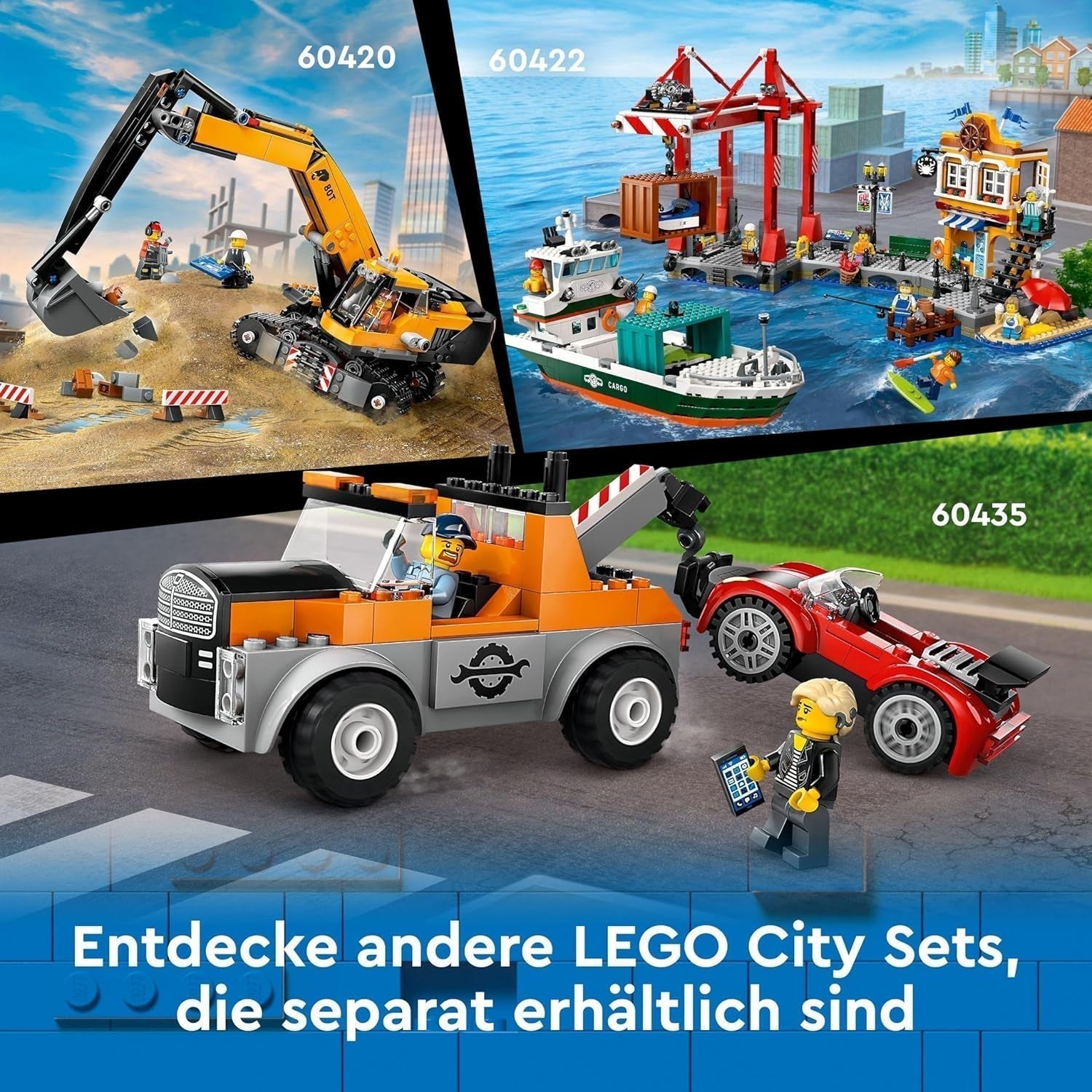 Porto LEGO City con nave mercantile, giocattolo da costruzione per ragazzi e ragazze a partire da 8 anni, idea regalo per bambini, gru per container, nave giocattolo e 8 minifigure 60422 Set da costruzione Besuche den LEGO-Store