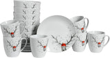 CreaTable, 21498, serie Luna Hirsch, set di stoviglie da 18 pezzi per 6 persone, set da colazione in porcellana, lavabile in lavastoviglie e adatto al microonde, produzione di qualità